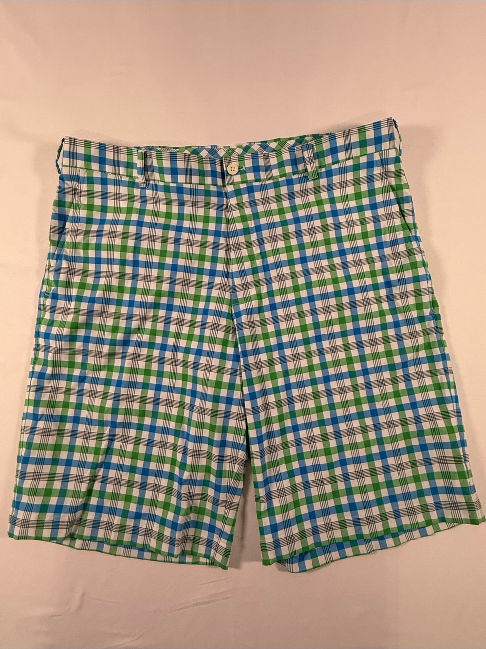 Nike Green & Blue Plaid Flat Front Shorts